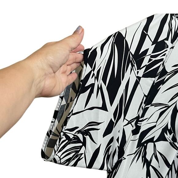 BCBG MAXAZRIA MAE SHEATH ABOVE KNEE DRESS TROPICAL BLACK WHITE ELEGANT COCKTAIL - Picture 4 of 8